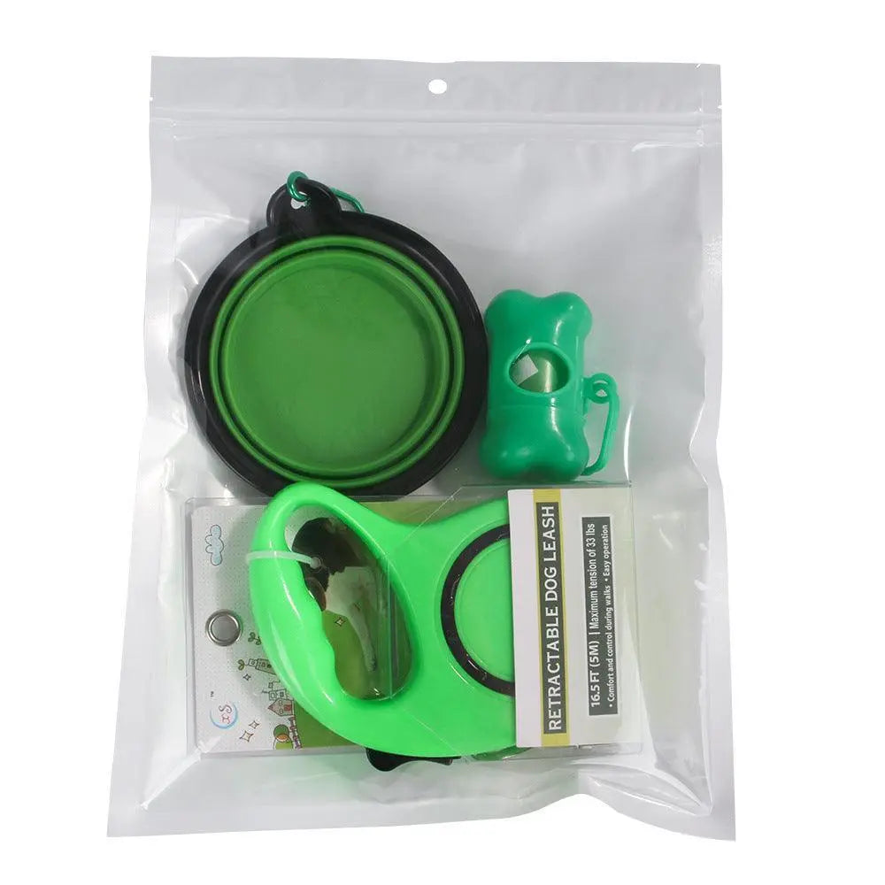 3 - In - 1 Dog Traction Rope And Folding Bowl Set - Gazebo Pet Hub