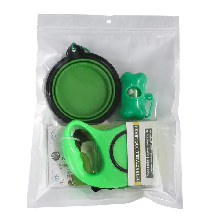 3 - In - 1 Dog Traction Rope And Folding Bowl Set - Gazebo Pet Hub