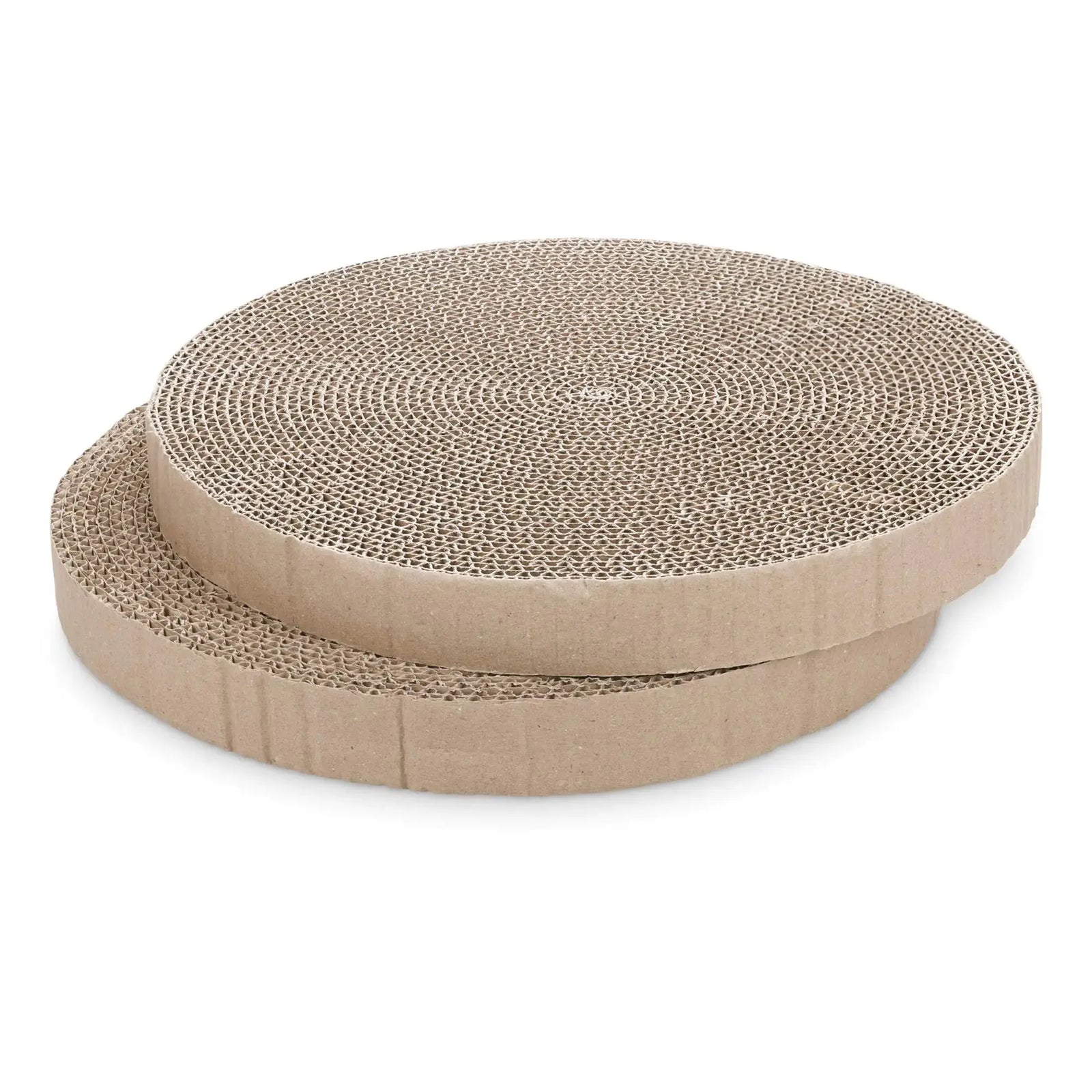 Navaris Round Cat Scratcher Pads (Pack of 2) - 13 3/8" Diameter x 1 3/8" High (34 cm x 3.5 cm) - Refills Cardboard Cat Scratcher Bed 52414 Gazebo Pet Hub