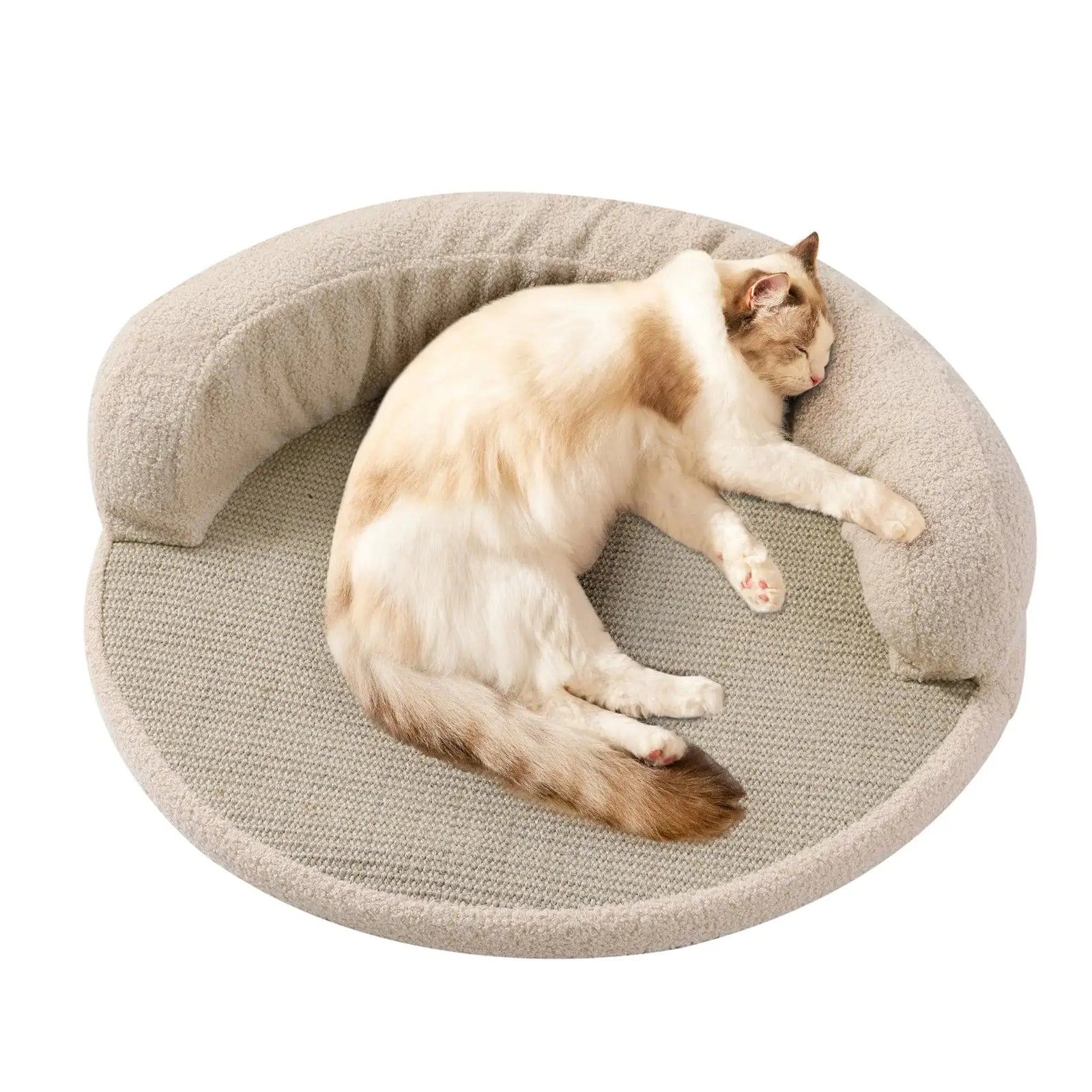 MABOZOO Sisal Cat Scratch Lounge with PillowRound Cat Scratcher Bed for Indoor Cats Grinding Claw Sturdy Cat Scratching Cardboard Pad for Protecting Furniture Sofa（M） Gazebo Pet Hub
