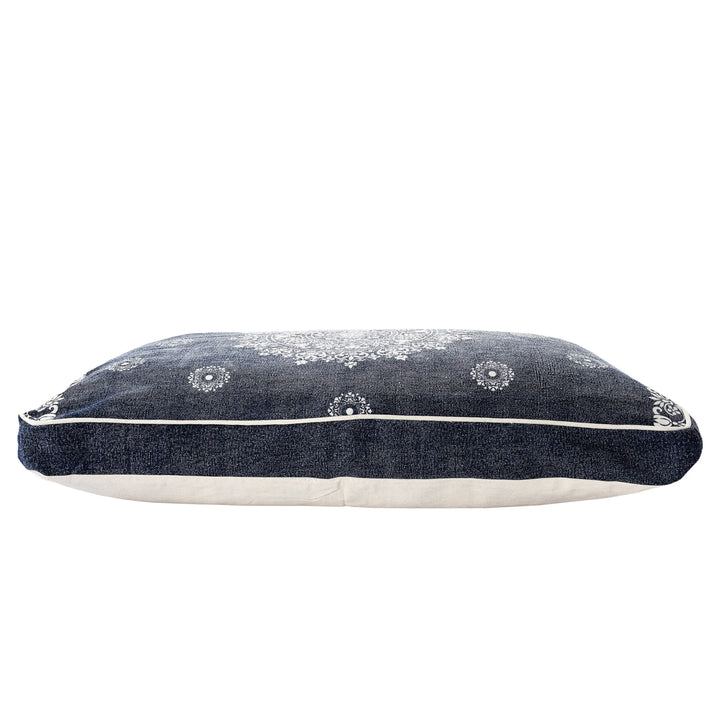 24" X 36" Stonewashed Blue Medallion Pillow Style Pet Bed With Removable Cover Homeroots