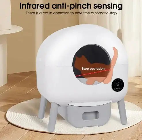 Self Cleaning Litter Box - 2.2lb-23lb Cat Can Use, 100L Automatic Cat Litter Box Self Cleaning, Extra Large For Multiple Cats, Anti-Pinch, All Clumping Litter Can Use, With Garbage Bags, App Control Gazebo Pet Hub