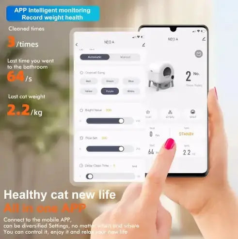Self Cleaning Litter Box - 2.2lb-23lb Cat Can Use, 100L Automatic Cat Litter Box Self Cleaning, Extra Large For Multiple Cats, Anti-Pinch, All Clumping Litter Can Use, With Garbage Bags, App Control Gazebo Pet Hub