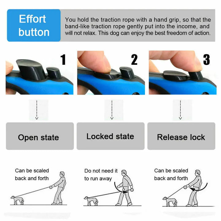 Automatic Retractable Dog Leash - Dual Size Options with Brake & Lock Safety System - Gazebo Pet Hub