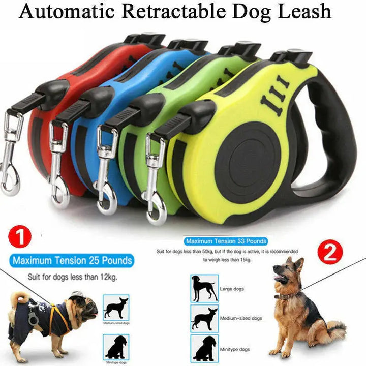 Automatic Retractable Dog Leash - Dual Size Options with Brake & Lock Safety System - Gazebo Pet Hub