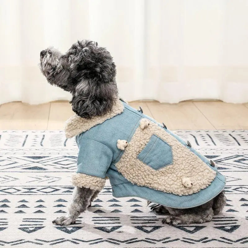 Cozy Denim And Fleece Two-Legged Dog Clothes - Perfect For Small To Medium Dogs Dog Hugs Cat