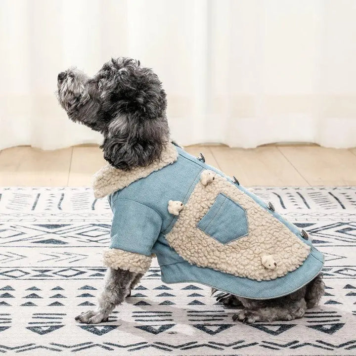 Cozy Denim And Fleece Two-Legged Dog Clothes - Perfect For Small To Medium Dogs Dog Hugs Cat