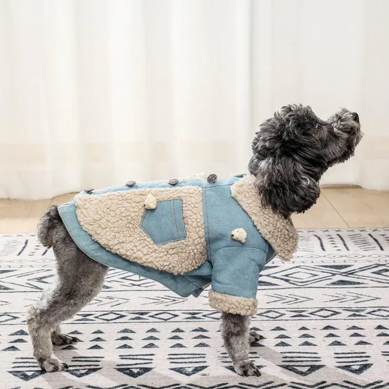 Cozy Denim And Fleece Two-Legged Dog Clothes - Perfect For Small To Medium Dogs Dog Hugs Cat