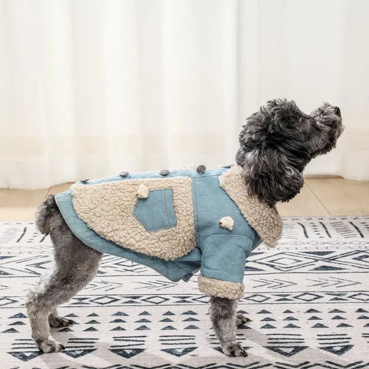 Cozy Denim And Fleece Two-Legged Dog Clothes - Perfect For Small To Medium Dogs Dog Hugs Cat