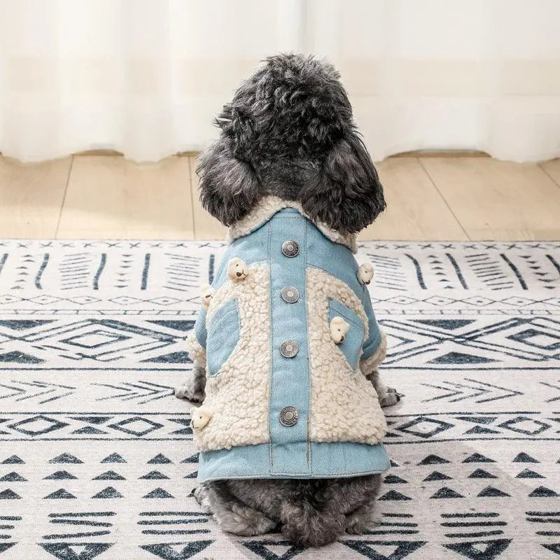Cozy Denim And Fleece Two-Legged Dog Clothes - Perfect For Small To Medium Dogs Dog Hugs Cat