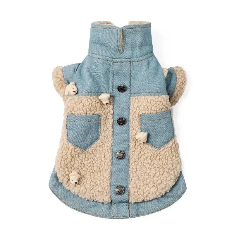 Cozy Denim And Fleece Two-Legged Dog Clothes - Perfect For Small To Medium Dogs Dog Hugs Cat
