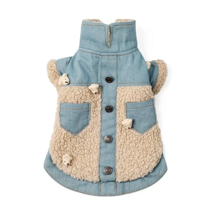 Cozy Denim And Fleece Two-Legged Dog Clothes - Perfect For Small To Medium Dogs Dog Hugs Cat