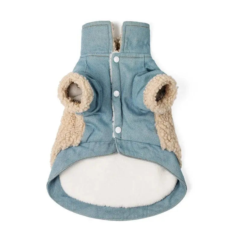 Cozy Denim And Fleece Two-Legged Dog Clothes - Perfect For Small To Medium Dogs Dog Hugs Cat