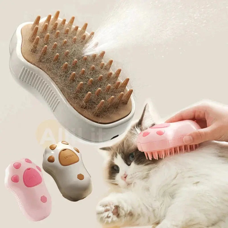 Electric Cat Steam Brush – 3 - In - 1 Pet Grooming Comb with Water Spray for Cats and Dogs, USB Rechargeable - Gazebo Pet Hub
