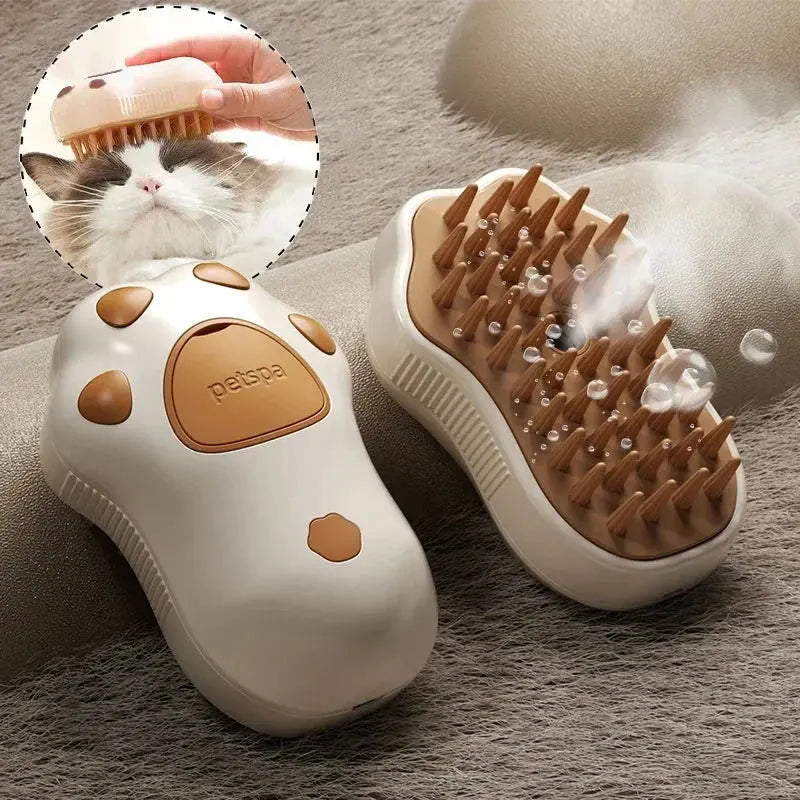 Electric Cat Steam Brush – 3 - In - 1 Pet Grooming Comb with Water Spray for Cats and Dogs, USB Rechargeable - Gazebo Pet Hub