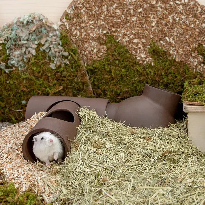 Golden Silk Bear Ceramic Hamster Zisha Tunnel Room - Ultimate Luxury Hamster Habitat - Gazebo Pet Hub