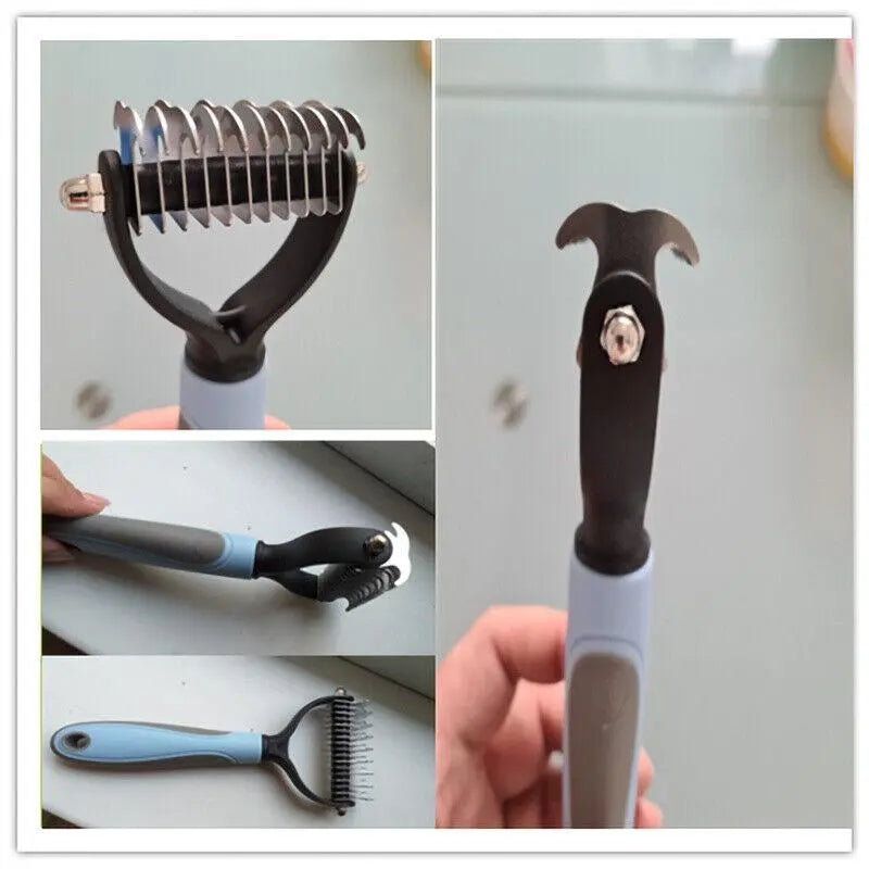Grooming Brush For Pet Dog Cat Deshedding Tool Rake Comb Fur Remover Reduce 2 - Side Dematting Tool For Dogs Cats Pets Grooming Brush Double Sided Shedding And Dematting Undercoat Rake Hair Removal Comb - Gazebo Pet Hub