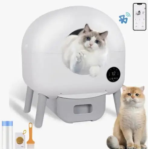 Self Cleaning Litter Box - 2.2lb-23lb Cat Can Use, 100L Automatic Cat Litter Box Self Cleaning, Extra Large For Multiple Cats, Anti-Pinch, All Clumping Litter Can Use, With Garbage Bags, App Control Gazebo Pet Hub