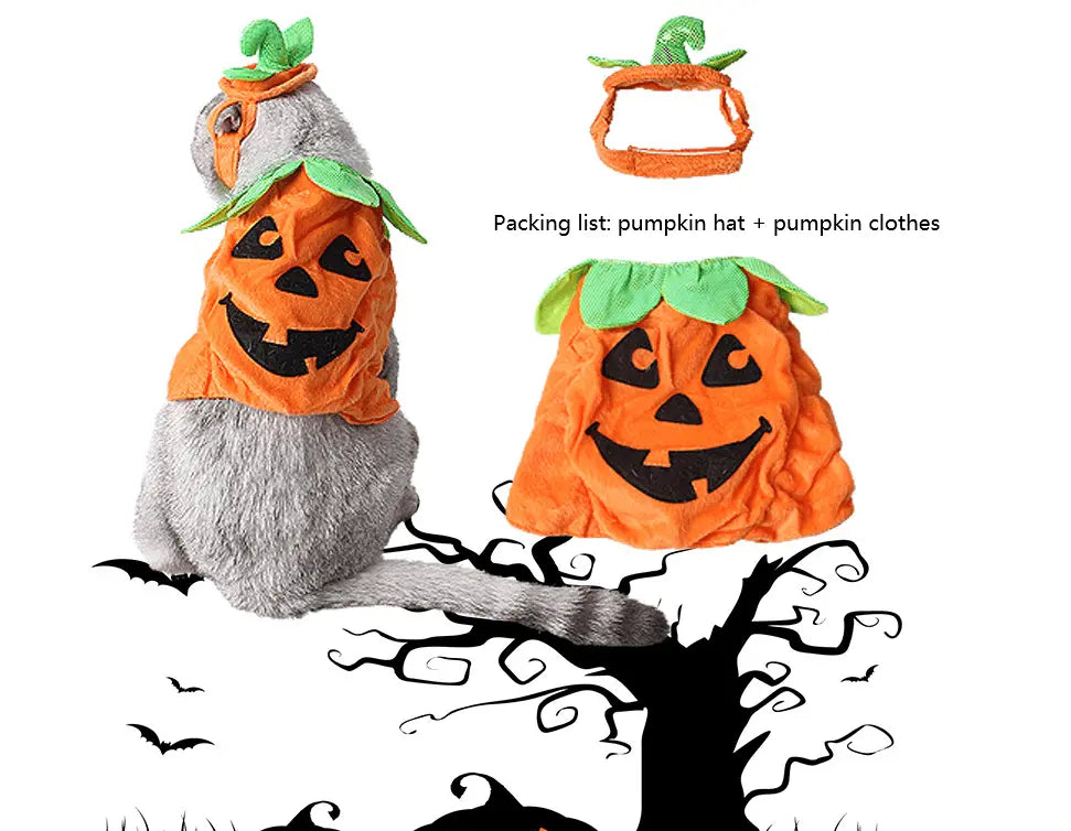 Pet Pumpkin Leaf Costume - Creative Halloween Cat Cosplay Clothing - Gazebo Pet Hub