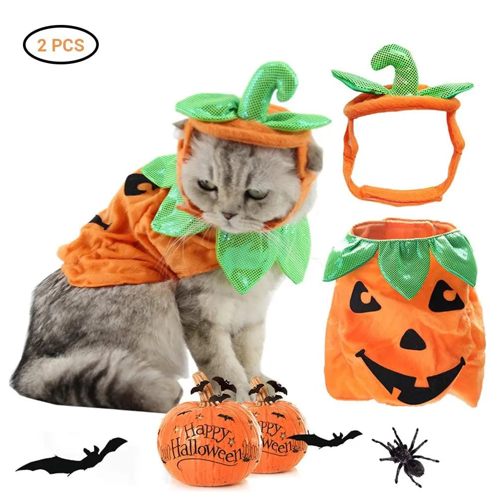 Pet Pumpkin Leaf Costume - Creative Halloween Cat Cosplay Clothing - Gazebo Pet Hub