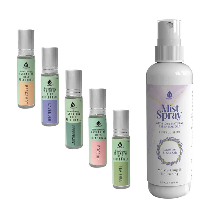 Pursonic Lavender & Sea Salt Mist Spray + 5-Pack Essential Oil Rollerball Set for Daily Wellness & Aromatherapy - Gazebo Pet Hub