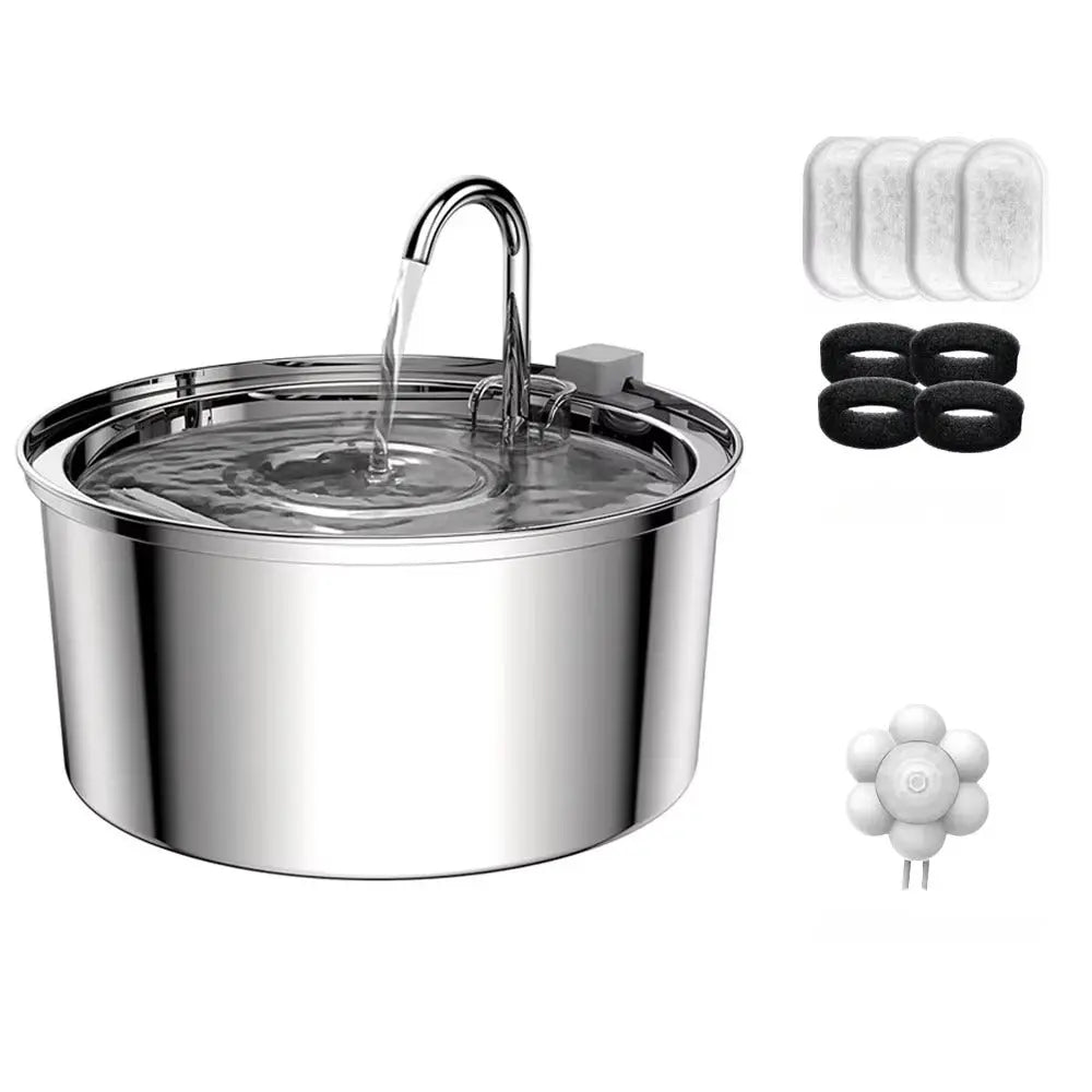 Stainless Steel Pet Water Feeder Cat Dog Automatic Filter Fountain - Gazebo Pet Hub
