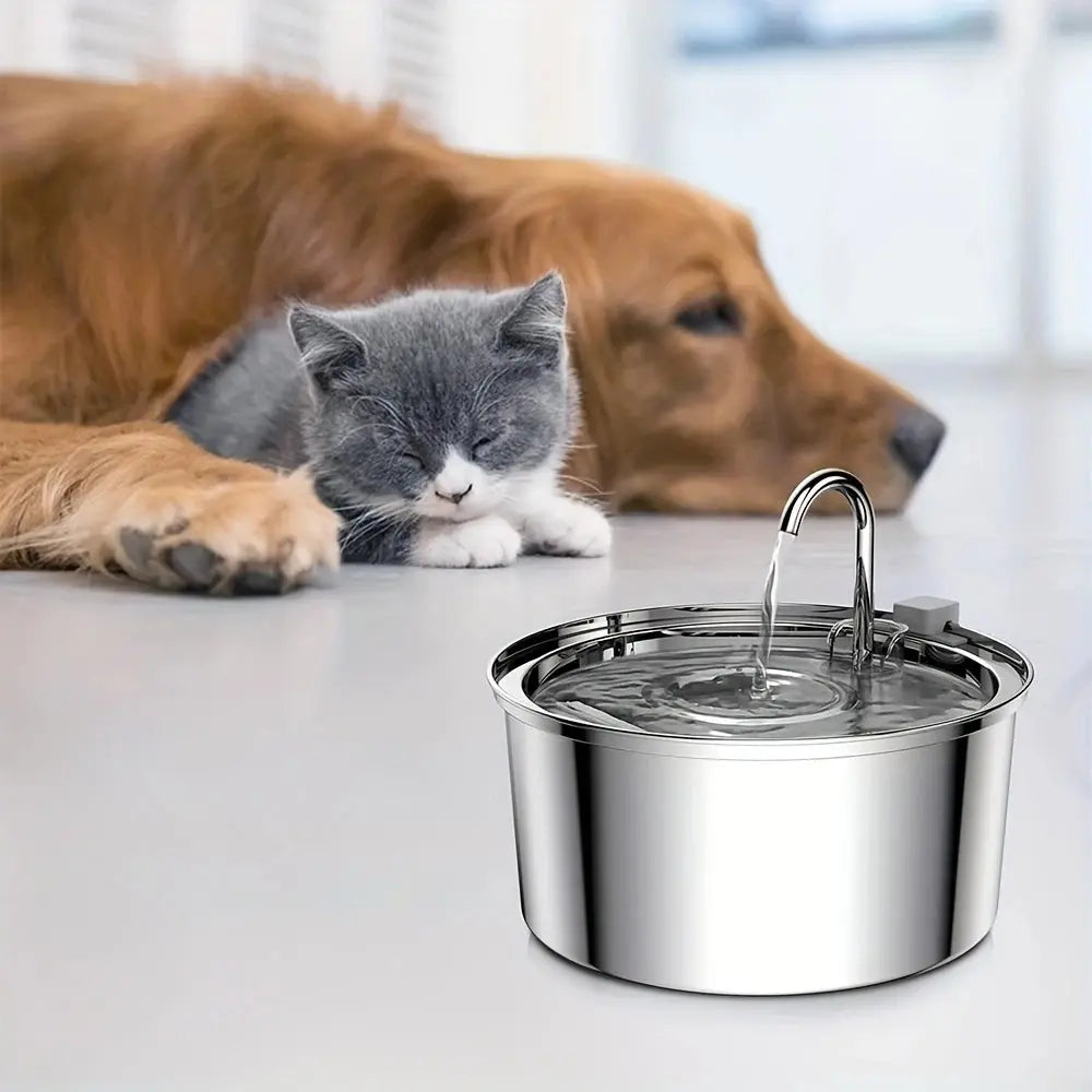 Stainless Steel Pet Water Feeder Cat Dog Automatic Filter Fountain - Gazebo Pet Hub