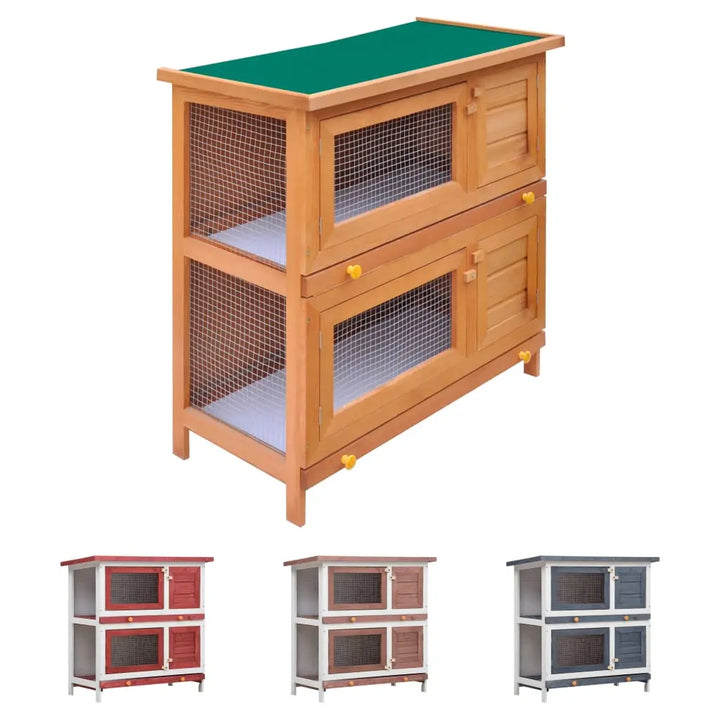 vidaXL Rabbit Hutch Bunny Cage Pet House for Small Animals Solid Pine Wood - Gazebo Pet Hub