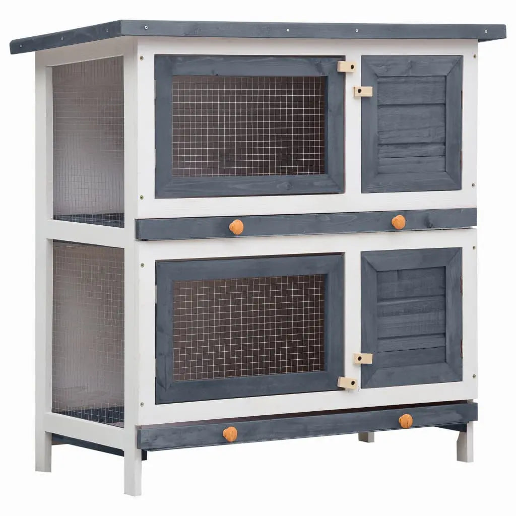 vidaXL Rabbit Hutch Bunny Cage Pet House for Small Animals Solid Pine Wood - Gazebo Pet Hub