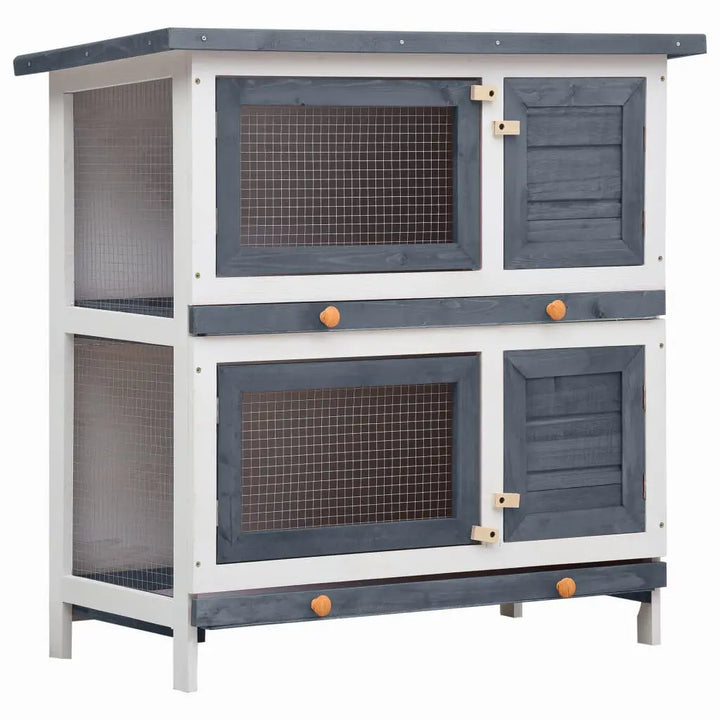 vidaXL Rabbit Hutch Bunny Cage Pet House for Small Animals Solid Pine Wood - Gazebo Pet Hub