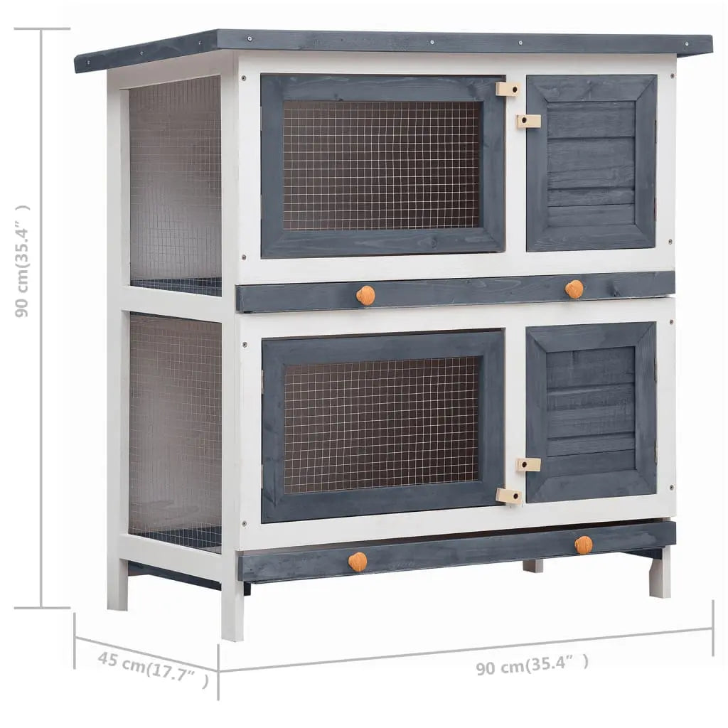 vidaXL Rabbit Hutch Bunny Cage Pet House for Small Animals Solid Pine Wood - Gazebo Pet Hub
